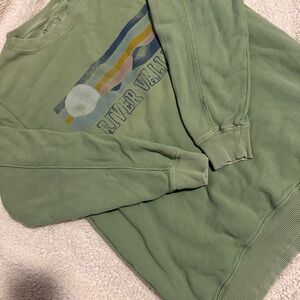 Aerie Olive Graphic Oversized Crewneck Sweater